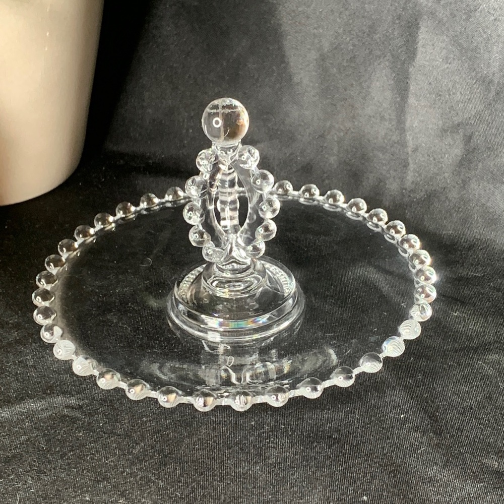 Beautiful Vintage Candlewick Lemon / bonbon Tray with Tri Handle
